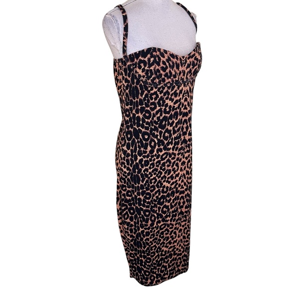 Pretty Little Thing Leopard Print Stretch Strappy Body Con MIdi Dress 12 - Picture 8 of 11